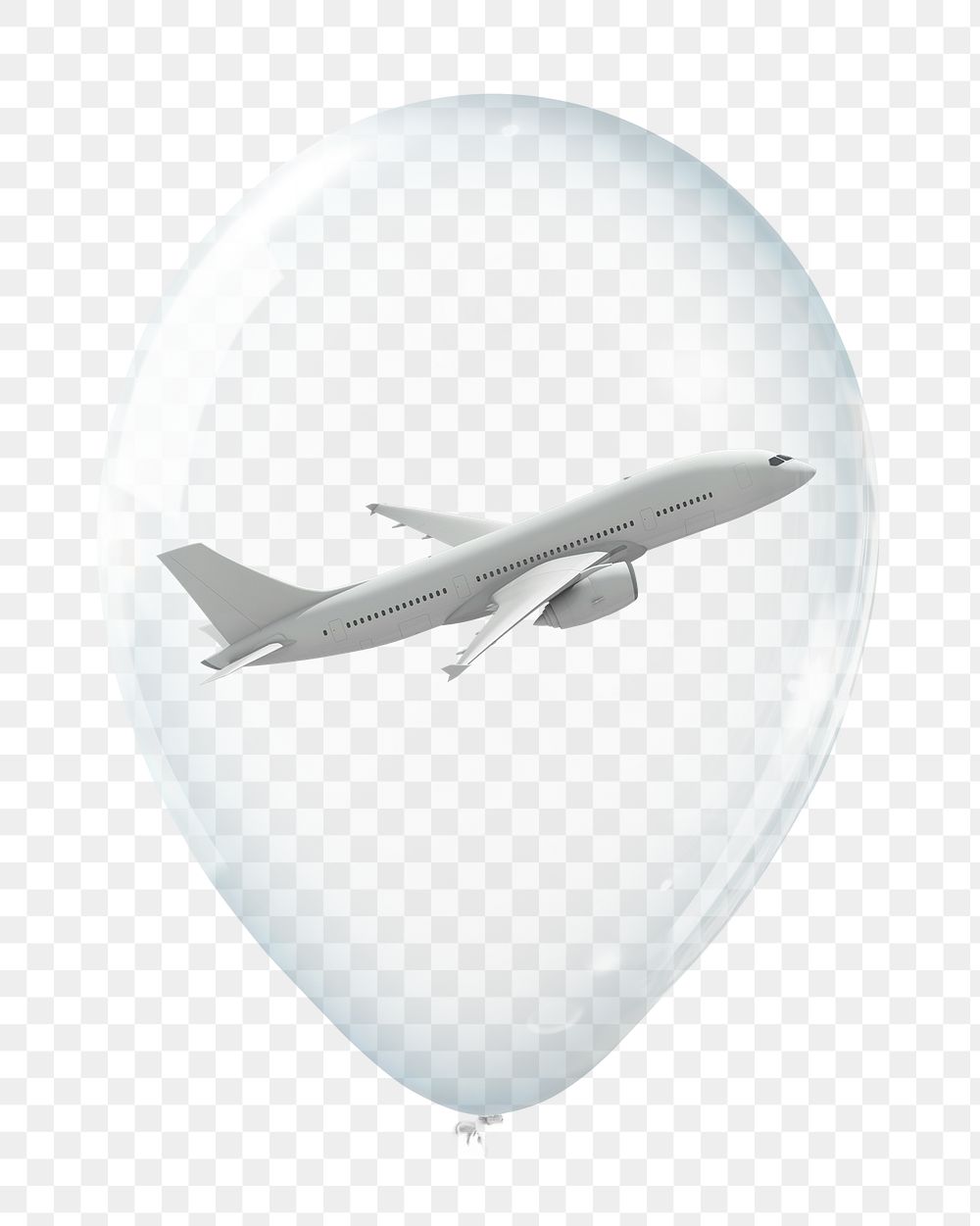 Travel insurance png, plane in clear balloon, transparent background