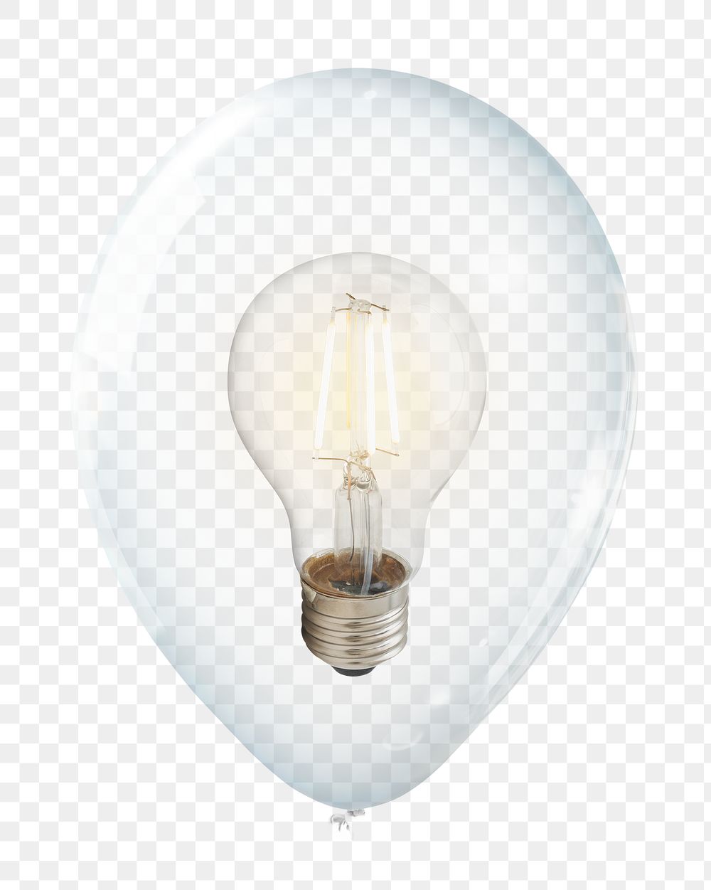 Light bulb png, object in clear balloon, transparent background