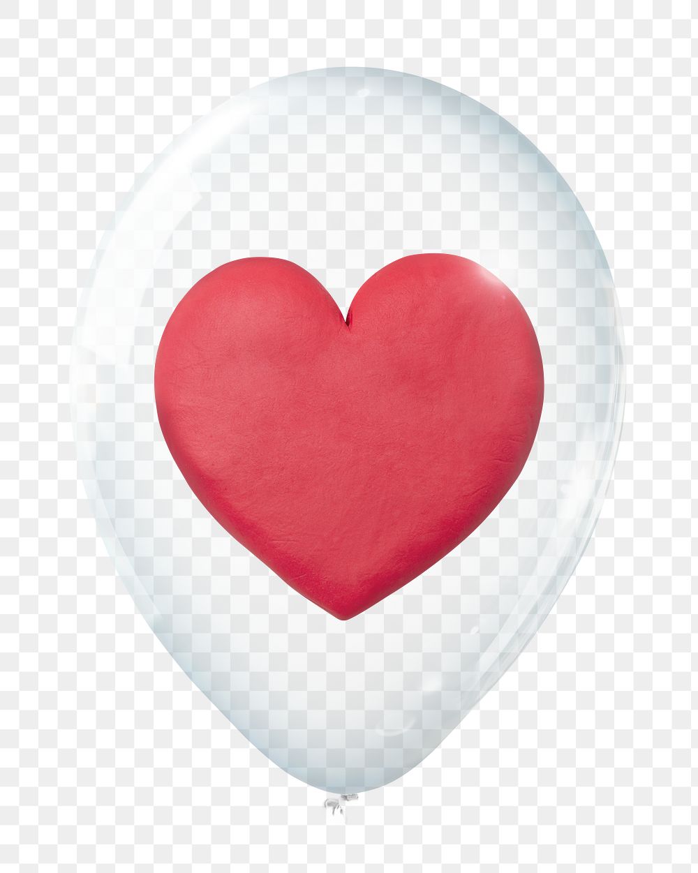 Heart png, floating in clear balloon, transparent background