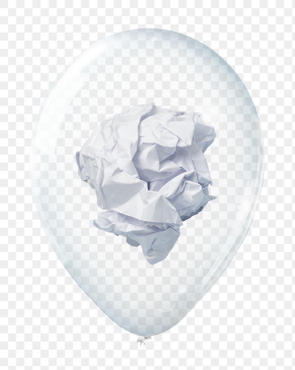 PNG paper ball in clear balloon, transparent background