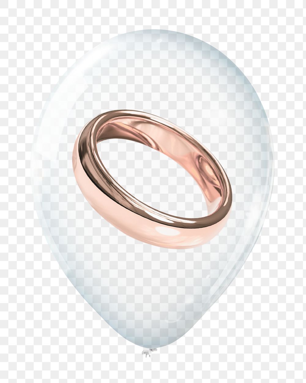 Wedding ring png, jewelry in clear balloon, transparent background