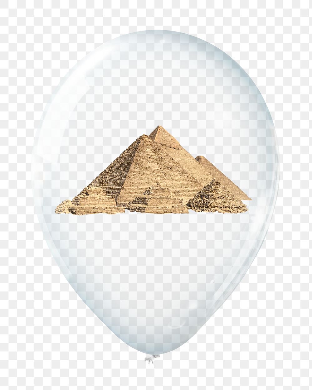 Pyramid png, structure in clear balloon, transparent background