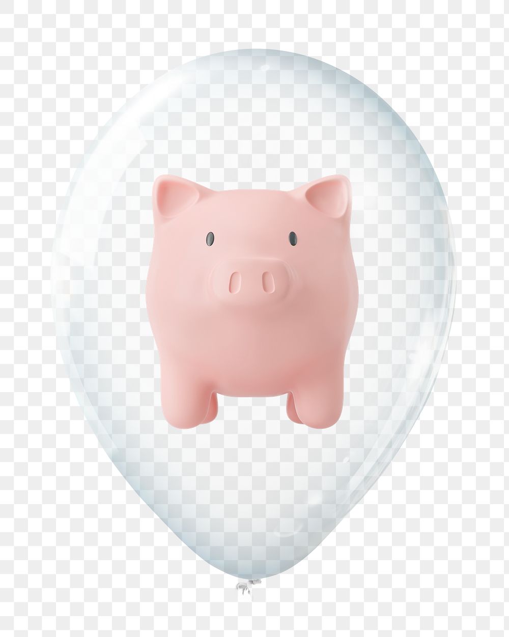 Piggy bank png, financial insurance in clear balloon, transparent background