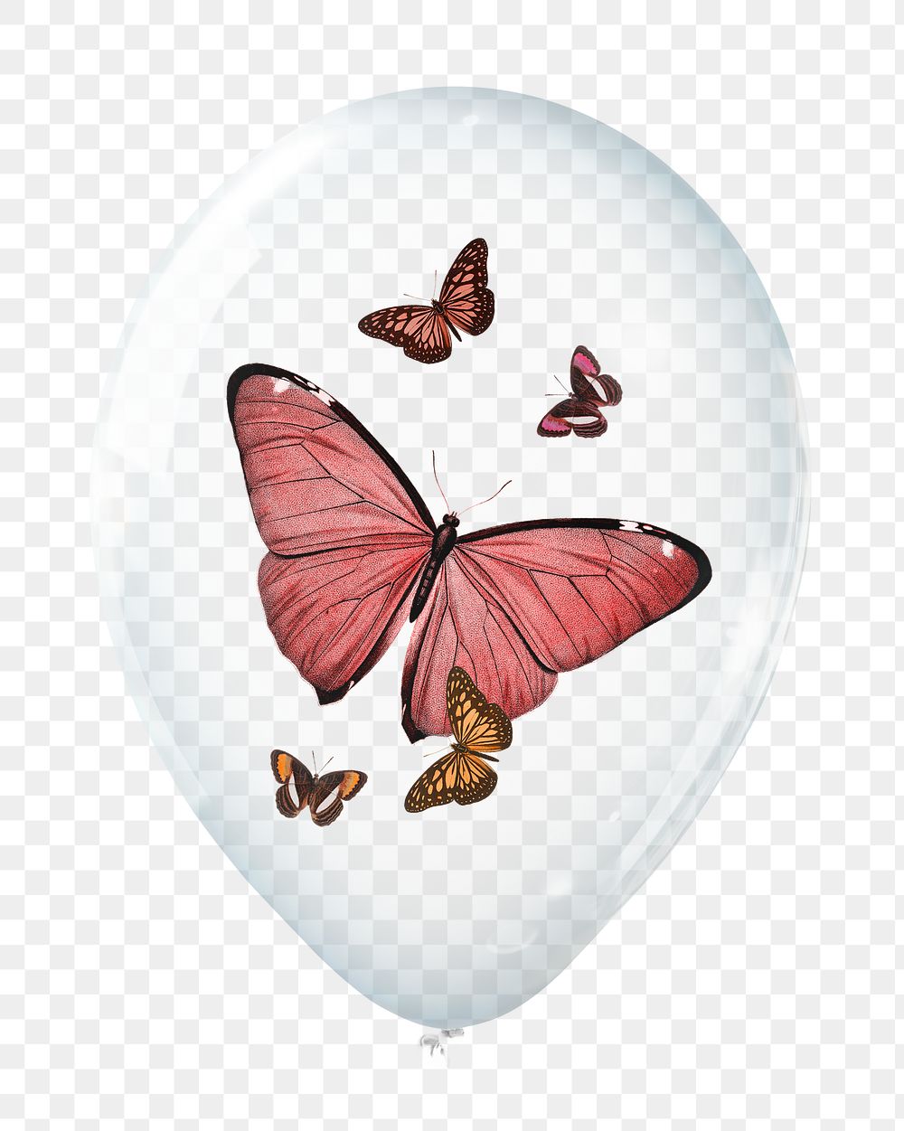 Butterflies png sticker, animal in clear balloon, transparent background