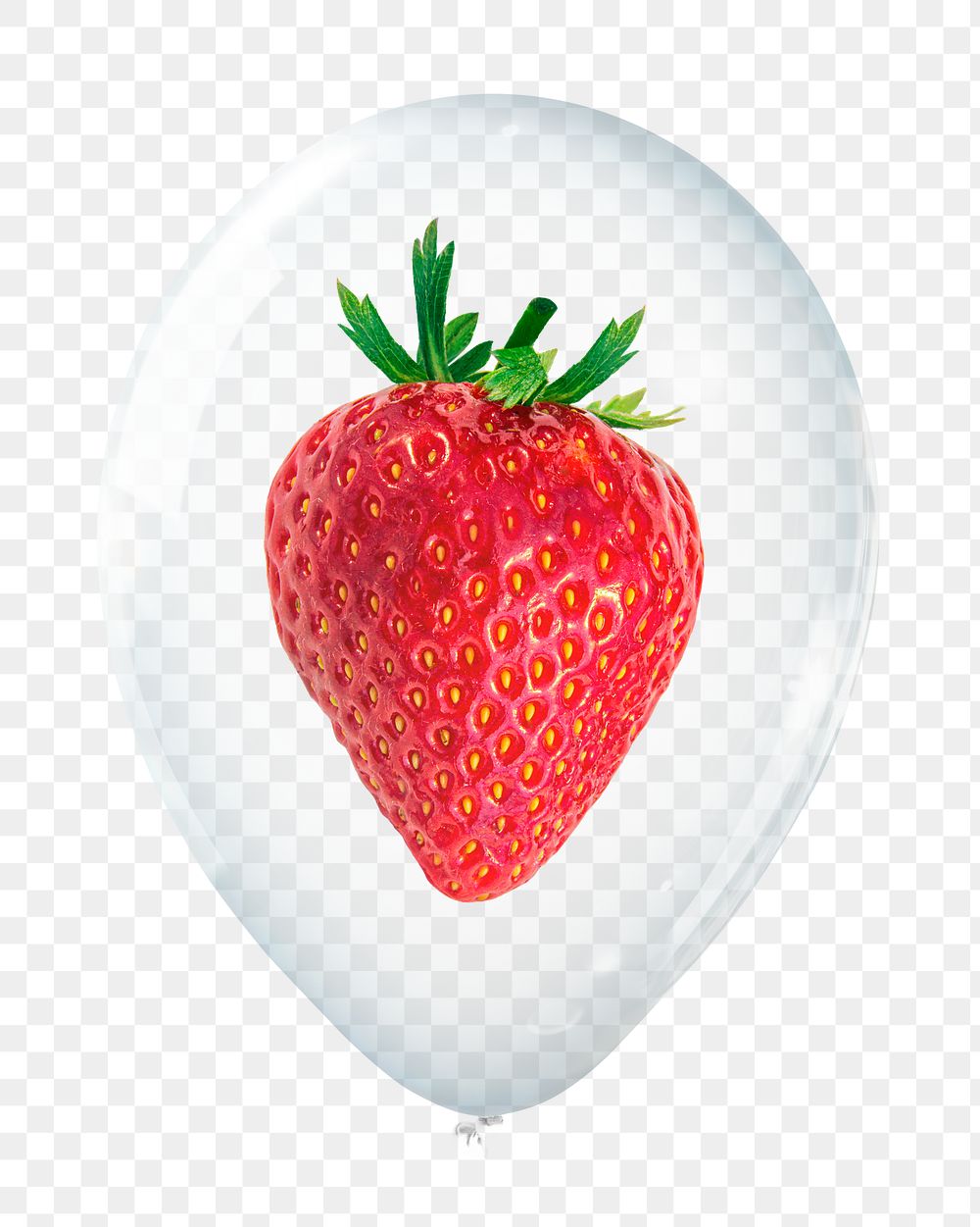 Strawberry png sticker, food in clear balloon, collage element, transparent background