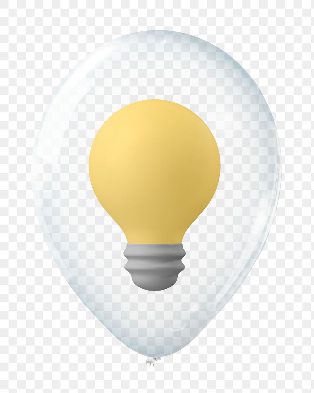 Light bulb png, object in clear balloon, transparent background