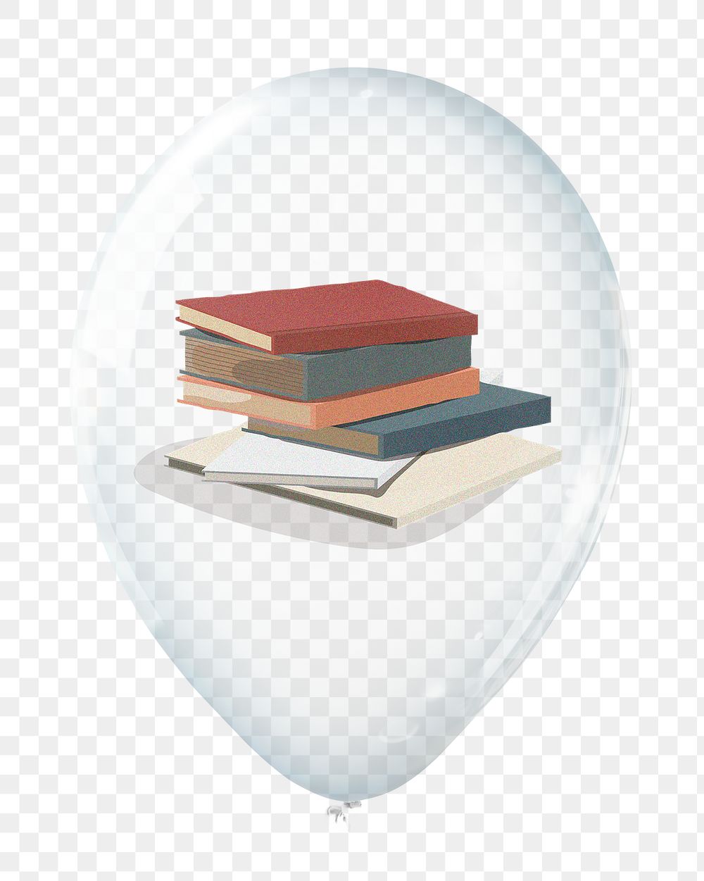 Student loan png, stack of books in clear balloon, transparent background