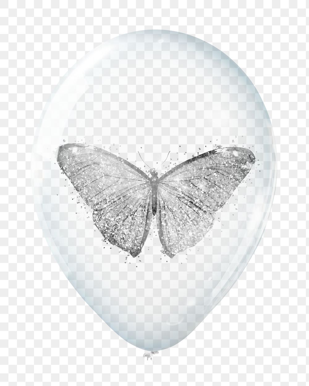 Glitter butterfly png sticker, animal in clear balloon, transparent background