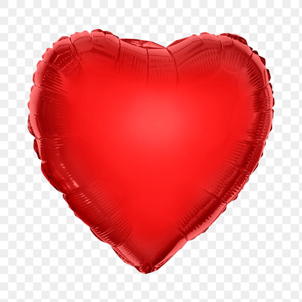 Red heart png balloon sticker, Valentine's celebration, transparent background