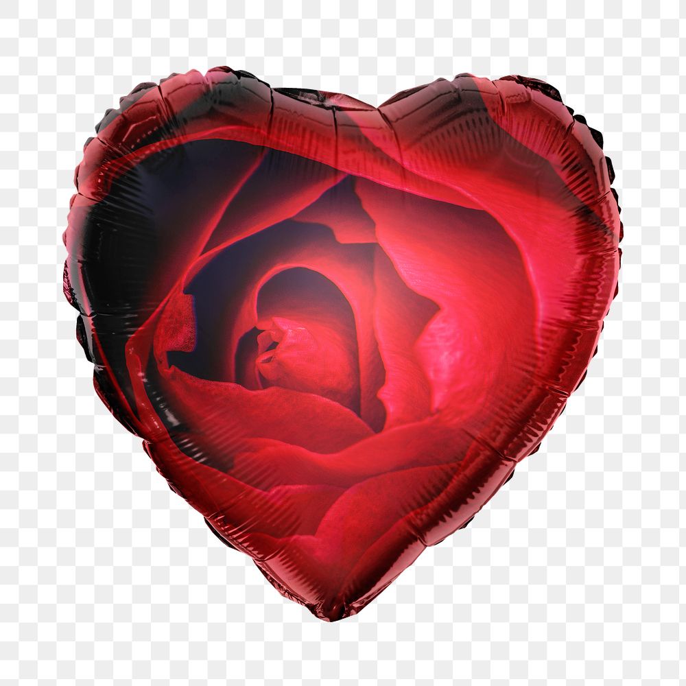 Rose flower png heart balloon sticker, Valentine's photo on transparent background