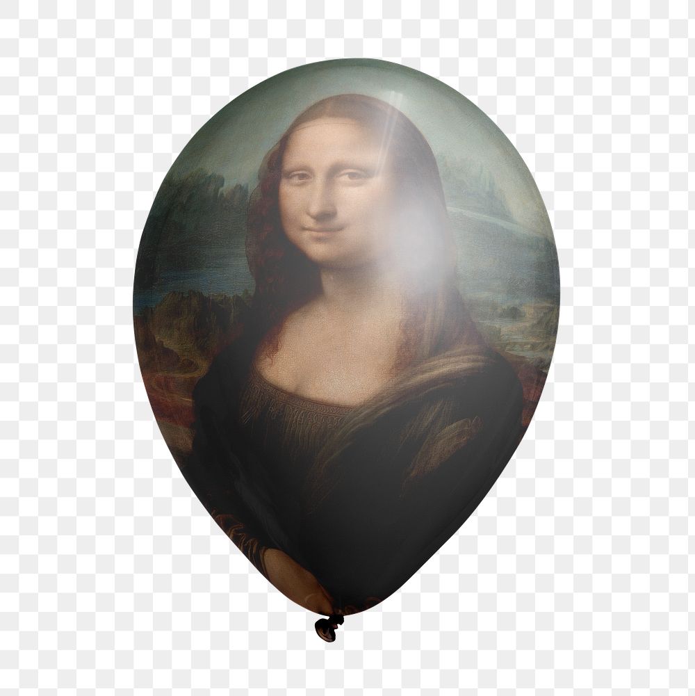 Mona Lisa png balloon sticker, Leonardo da Vinci painting on transparent background, remixed by rawpixel
