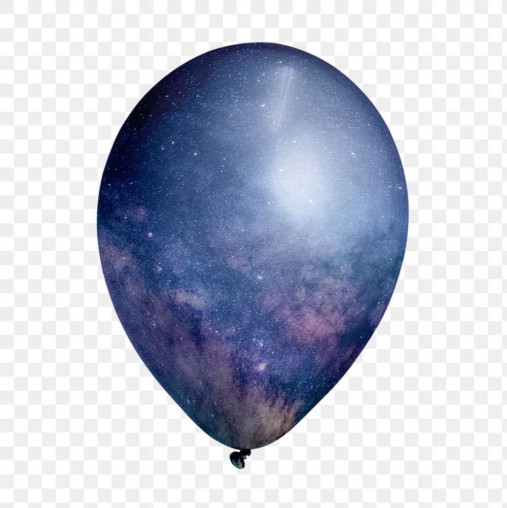 Starry sky png balloon sticker, aesthetic photo on transparent background