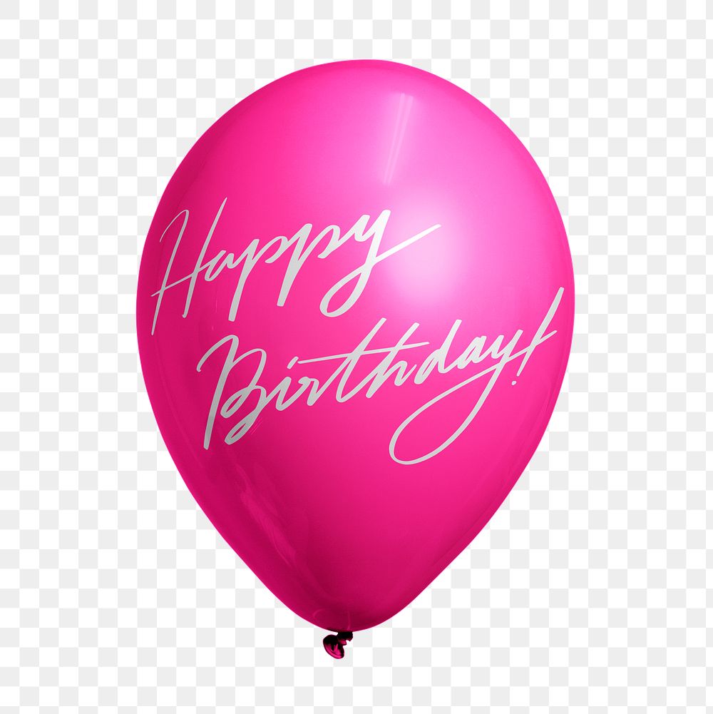 Happy birthday png balloon sticker, greeting message graphic on transparent background