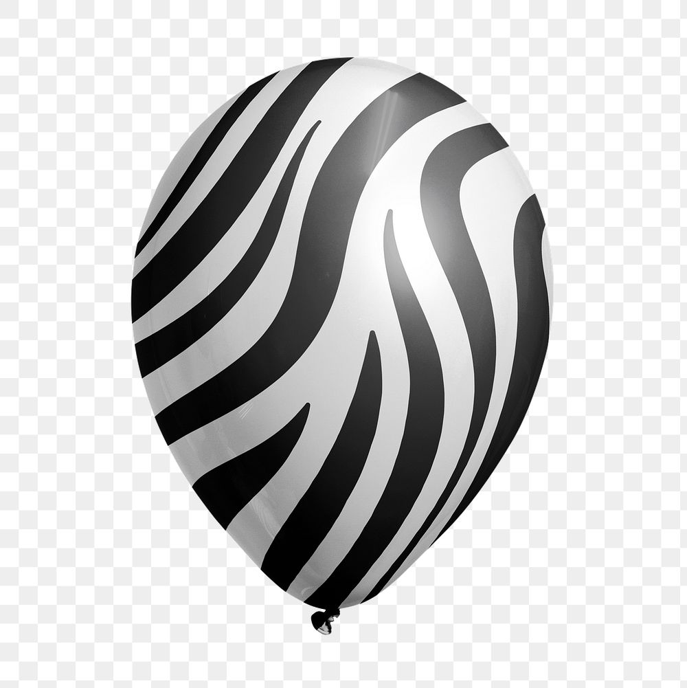 Png zebra stripe pattern balloon sticker, animal prints graphic on transparent background