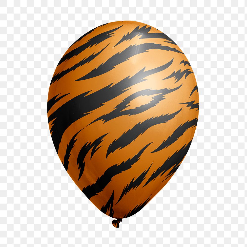 Tiger stripe png pattern balloon sticker, animal prints graphic on transparent background