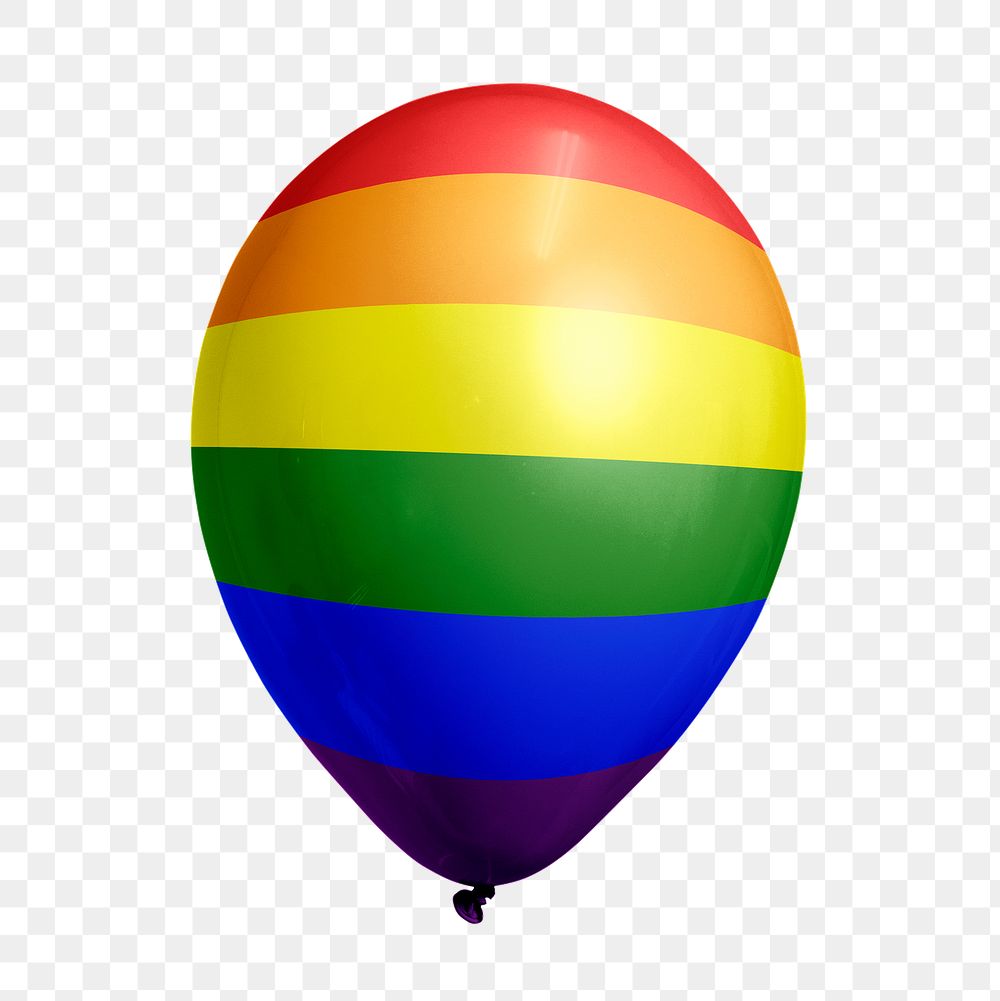 LGBTQ rainbow flag png balloon sticker, gay pride graphic on transparent background
