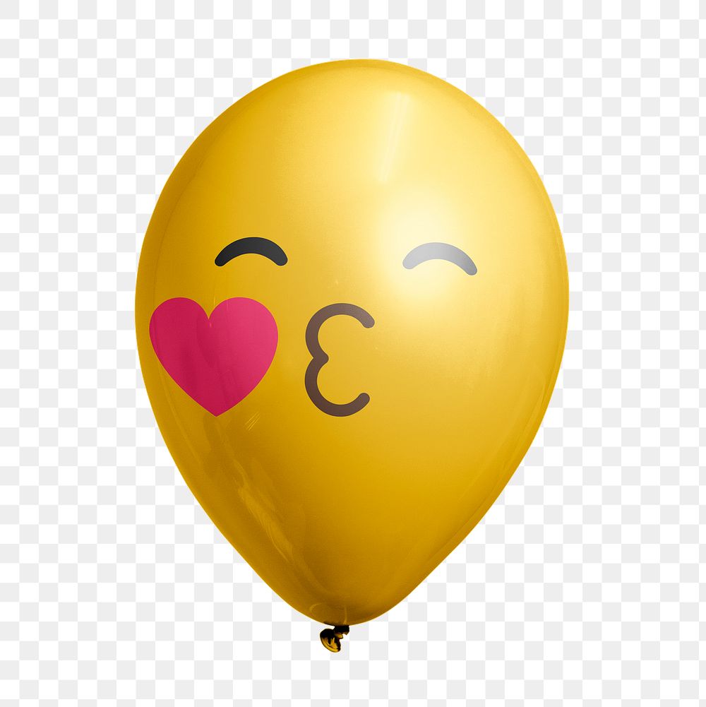Kiss emoticon png balloon sticker, expression graphic on transparent background