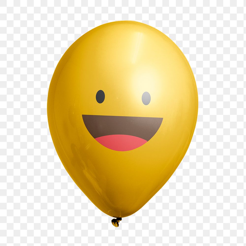 Smiling face png emoticon balloon sticker, expression graphic on transparent background