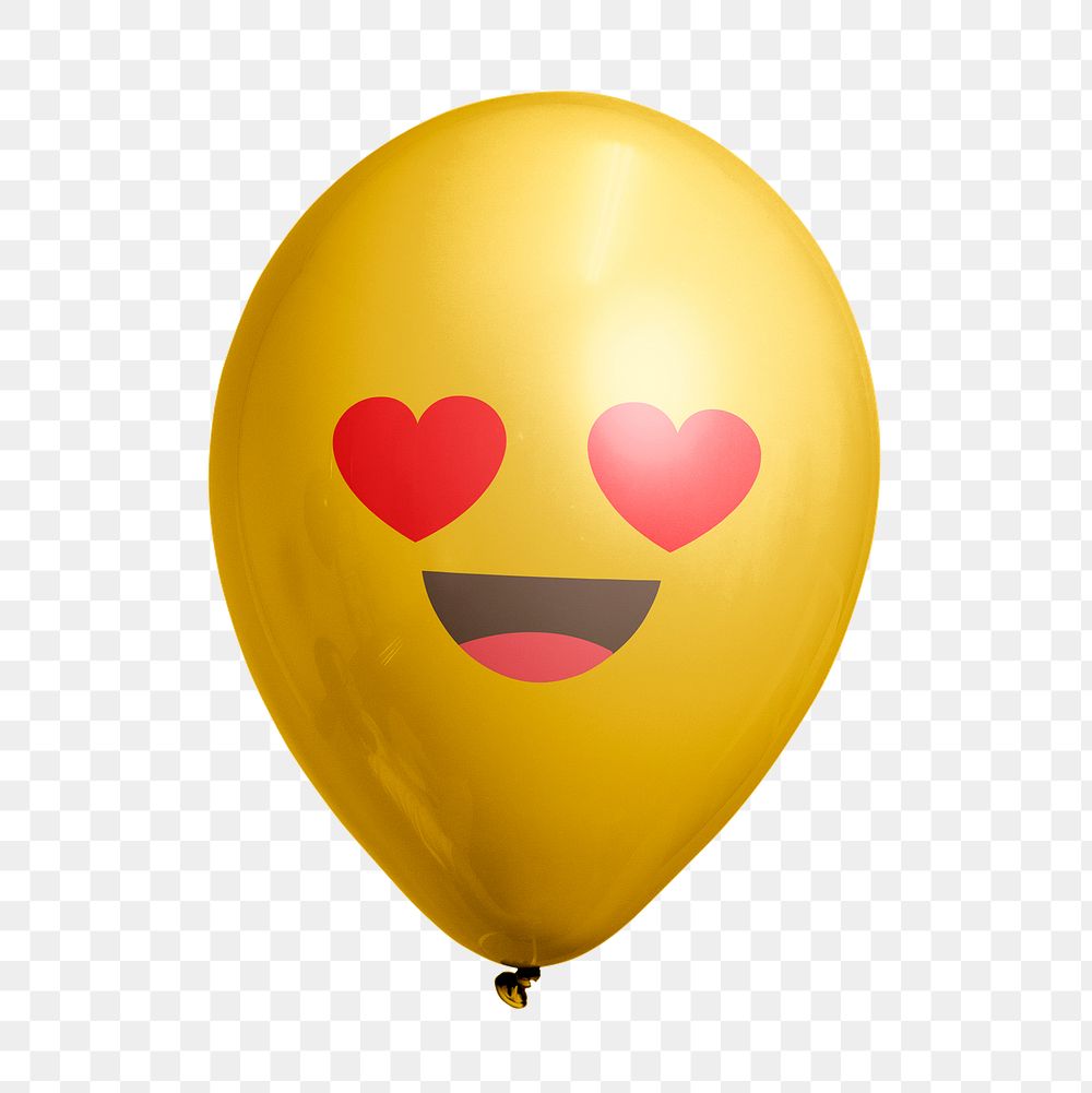 Heart eyes png emoticon balloon sticker, expression graphic on transparent background