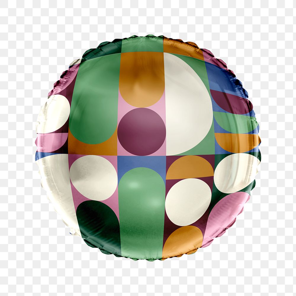 Retro pattern png balloon sticker, colorful graphic in circle shape, transparent background