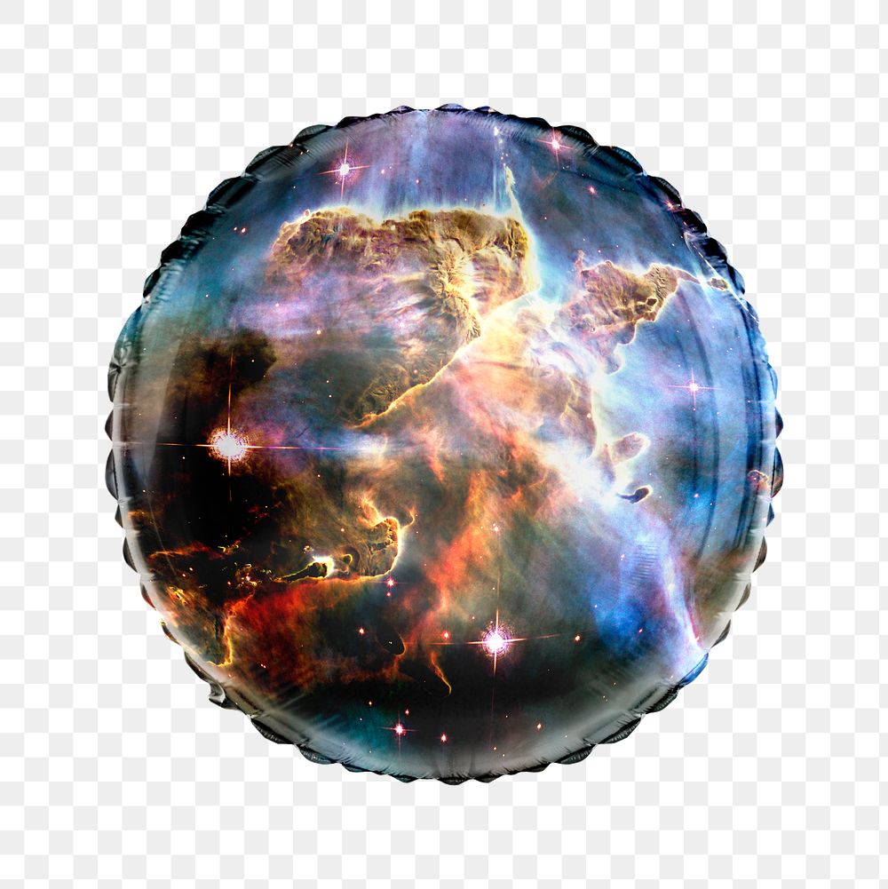 Aesthetic nebula png galaxy balloon sticker, space photo in circle shape, transparent background