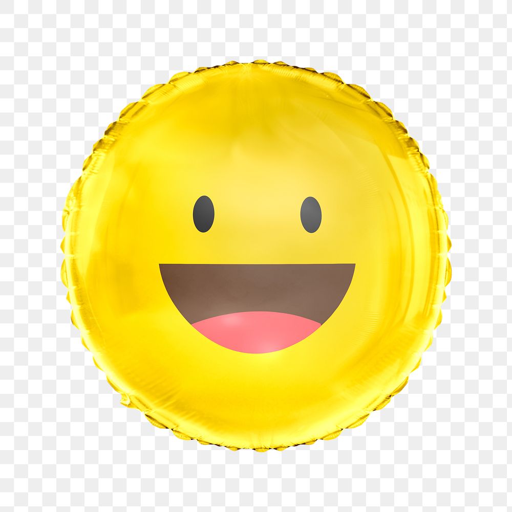 Smiling face emoticon png balloon sticker, expression graphic in circle shape, transparent background