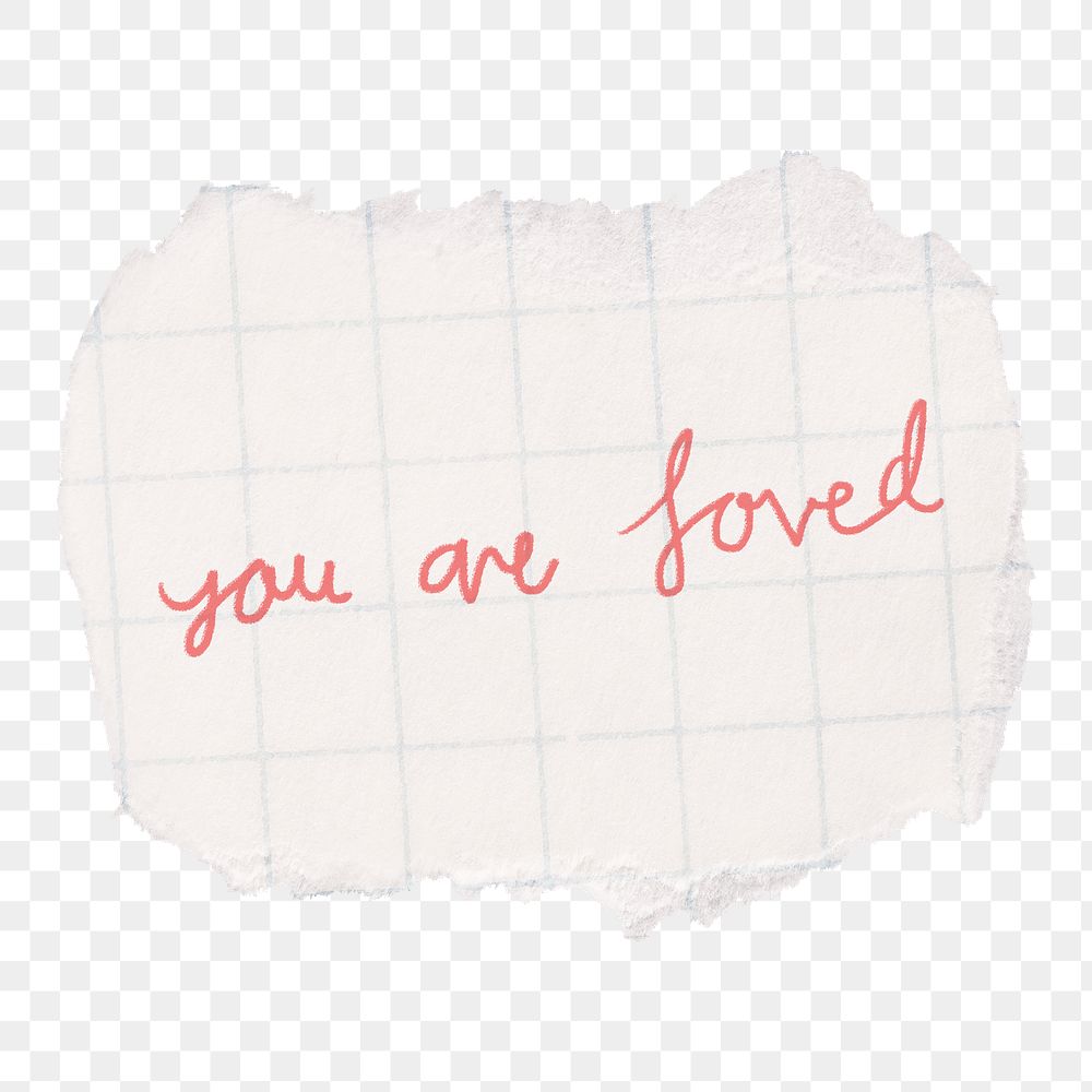 You are loved png sticker paper note, transparent background