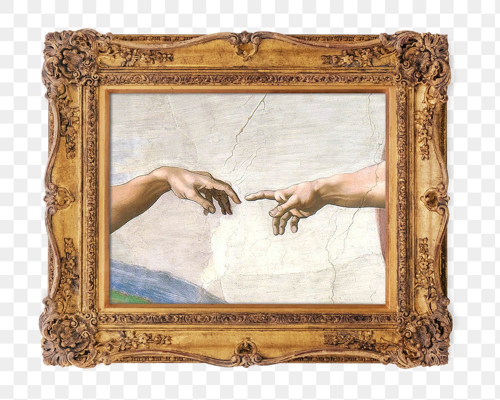 Png Finger of God framed artwork, transparent background, remixed by rawpixel.