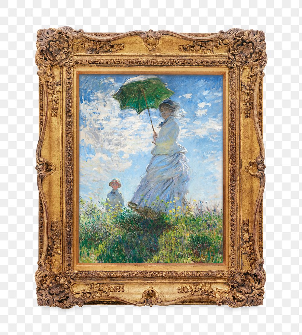 Png Madame Monet framed artwork, transparent background, remixed by rawpixel.