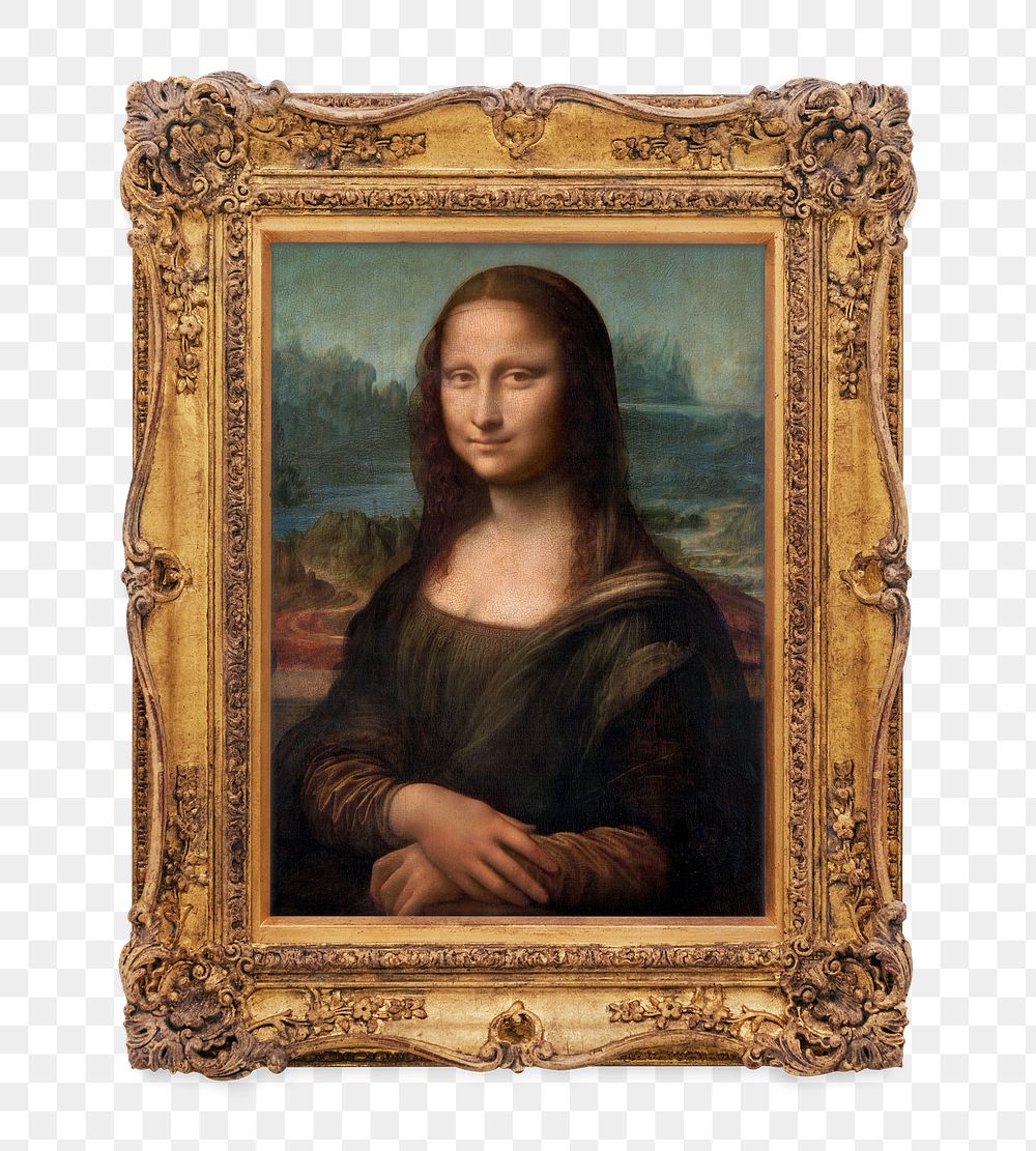 Mona Lisa png artwork sticker, transparent background, remixed by rawpixel.