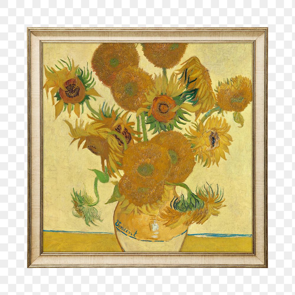 Png sunflower, Vincent van Gogh artwork sticker, famous art on transparent background, remastered by rawpixel