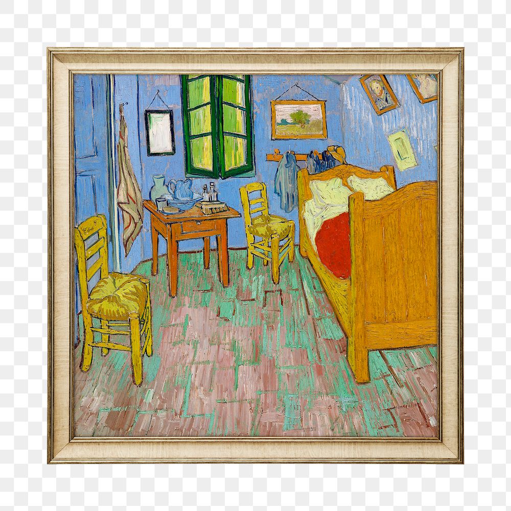 Png The bedroom, Vincent van Gogh artwork sticker, famous art on transparent background, remastered by rawpixel