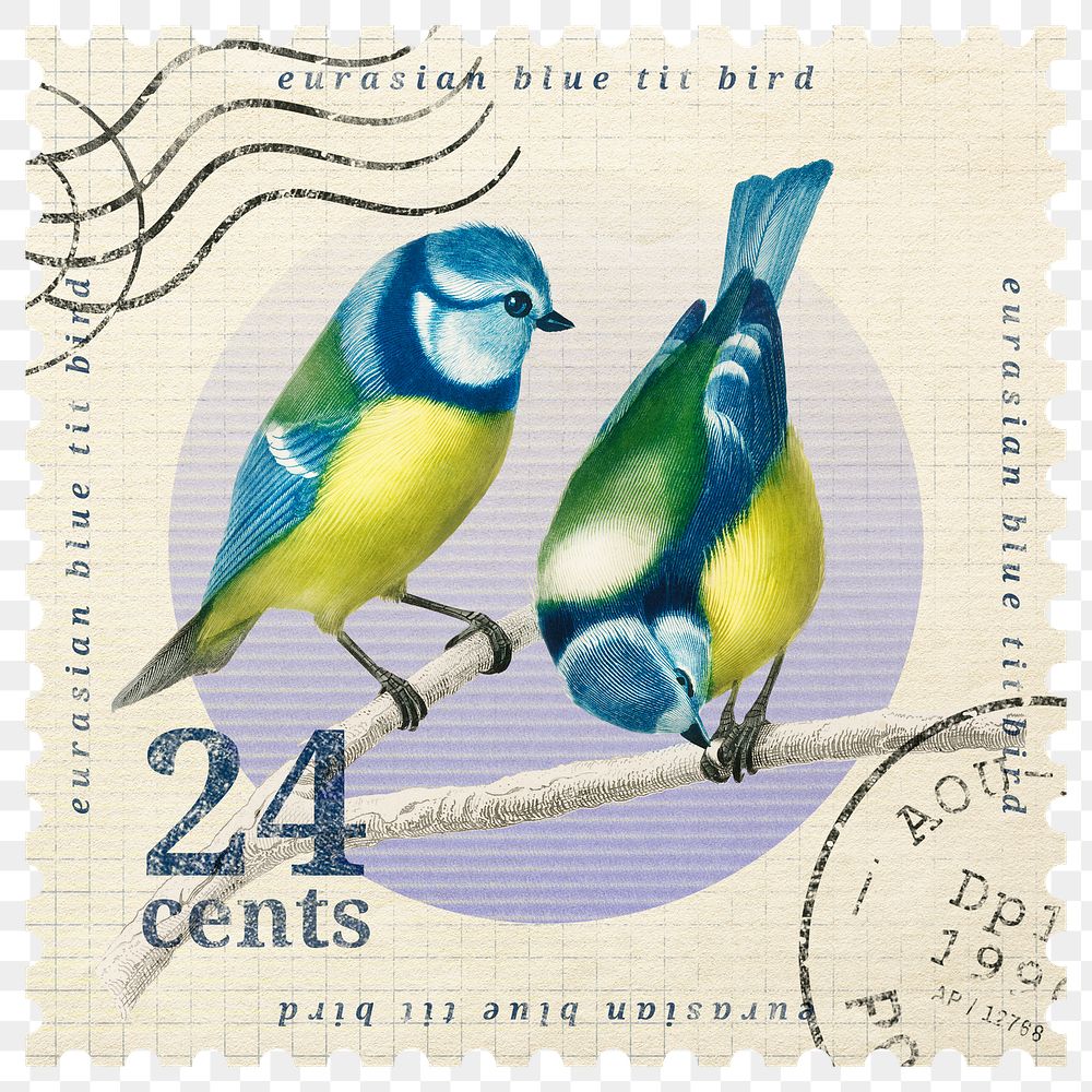 Png bird ephemera stamp sticker, transparent background