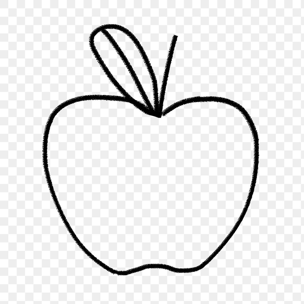 Apple doodle png sticker, fruit transparent background
