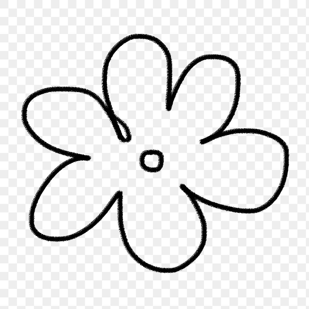 Flower doodle png sticker, simple design on transparent background