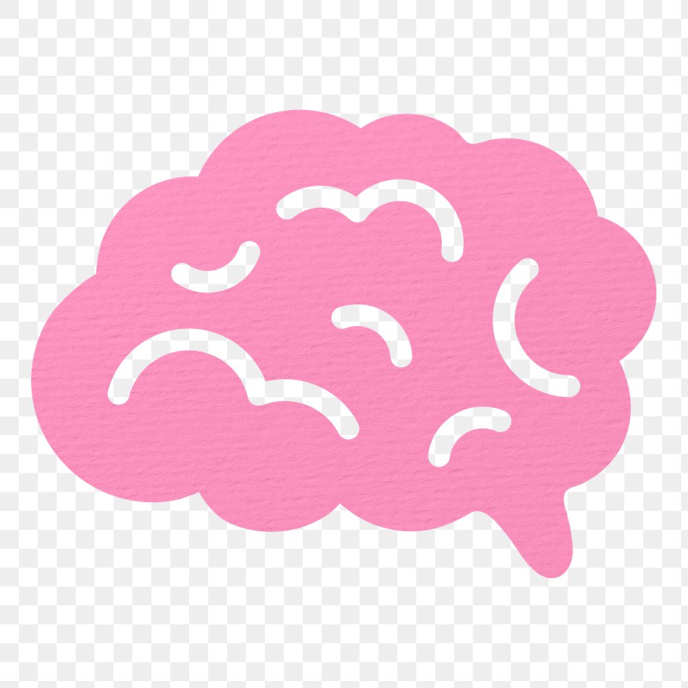 Brain png paper craft sticker, transparent background