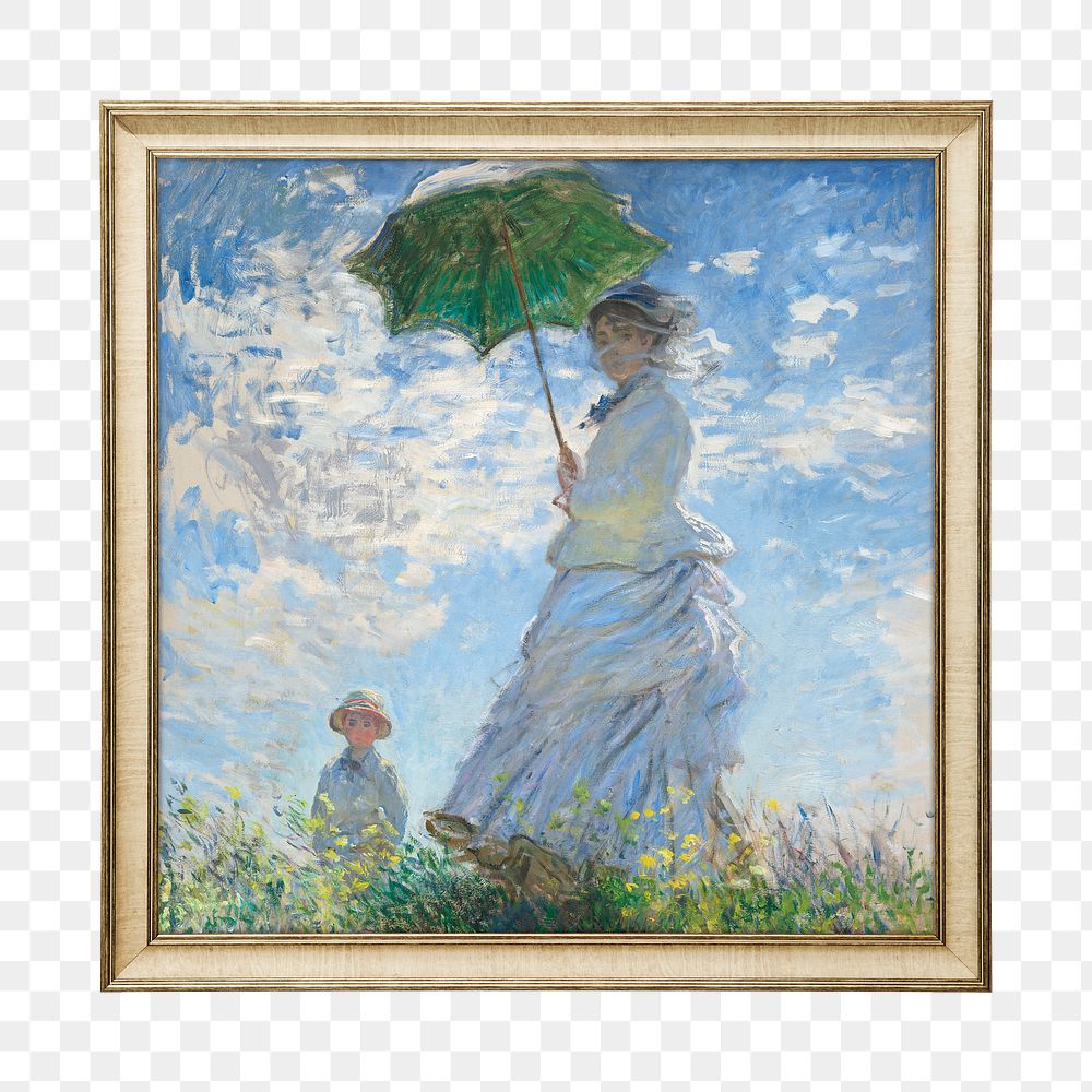 Png Madame Monet and her son, Claude Monet, artwork sticker on transparent background, remastered by rawpixel