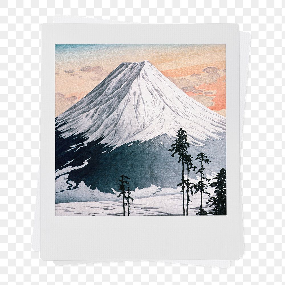 Katsuyama Neighborhood png sticker, instant photo, famous painting by Hiroaki Takahashi, transparent background, remixed by…