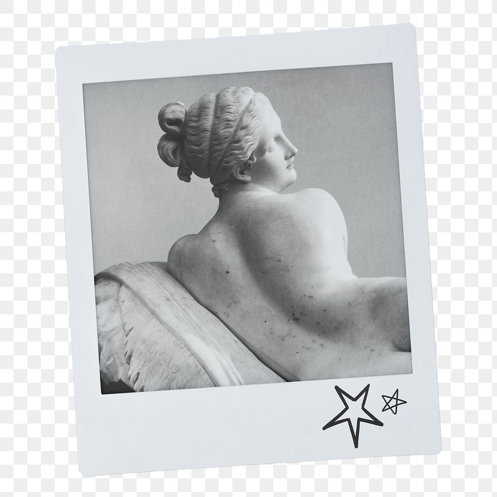 Naked Goddess png statue sticker, Greek mythology instant photo on transparent background