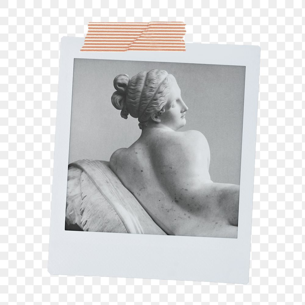 Naked Goddess png statue sticker, Greek mythology instant photo on transparent background