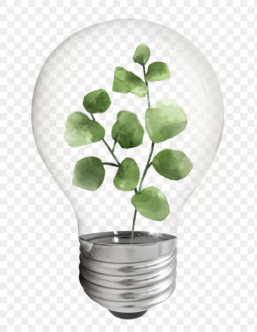 Green leaf png bulb sticker, creative plant concept, transparent background