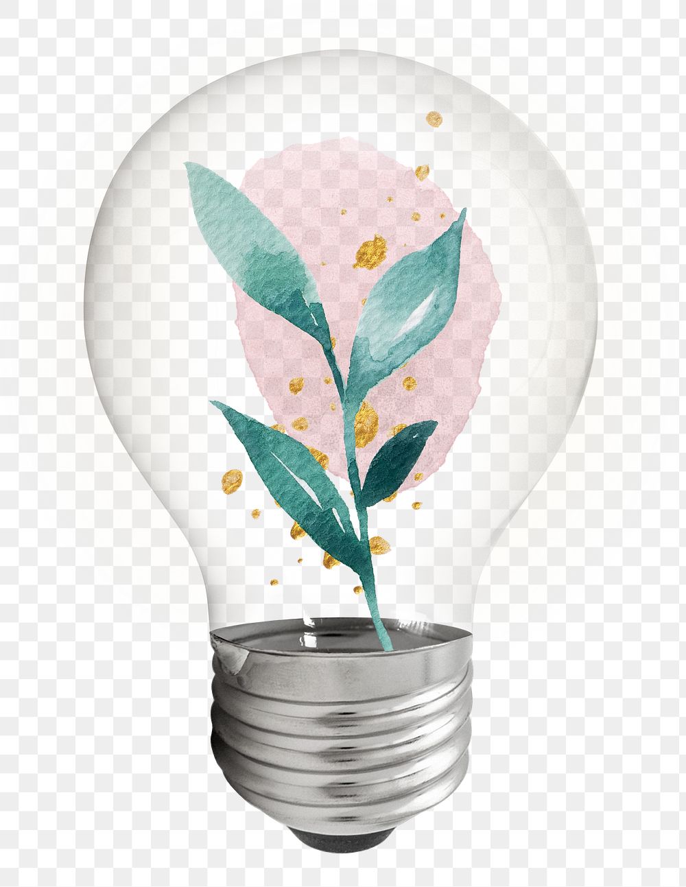 Aesthetic leaf png bulb sticker, botanical graphic, transparent background