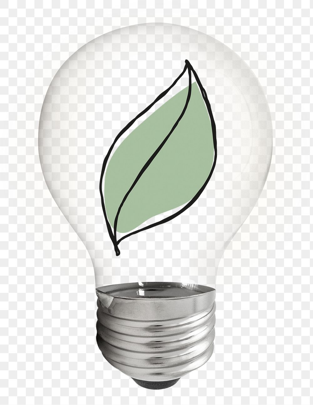 Leaf png icon bulb sticker, sustainable energy, environment concept, transparent background