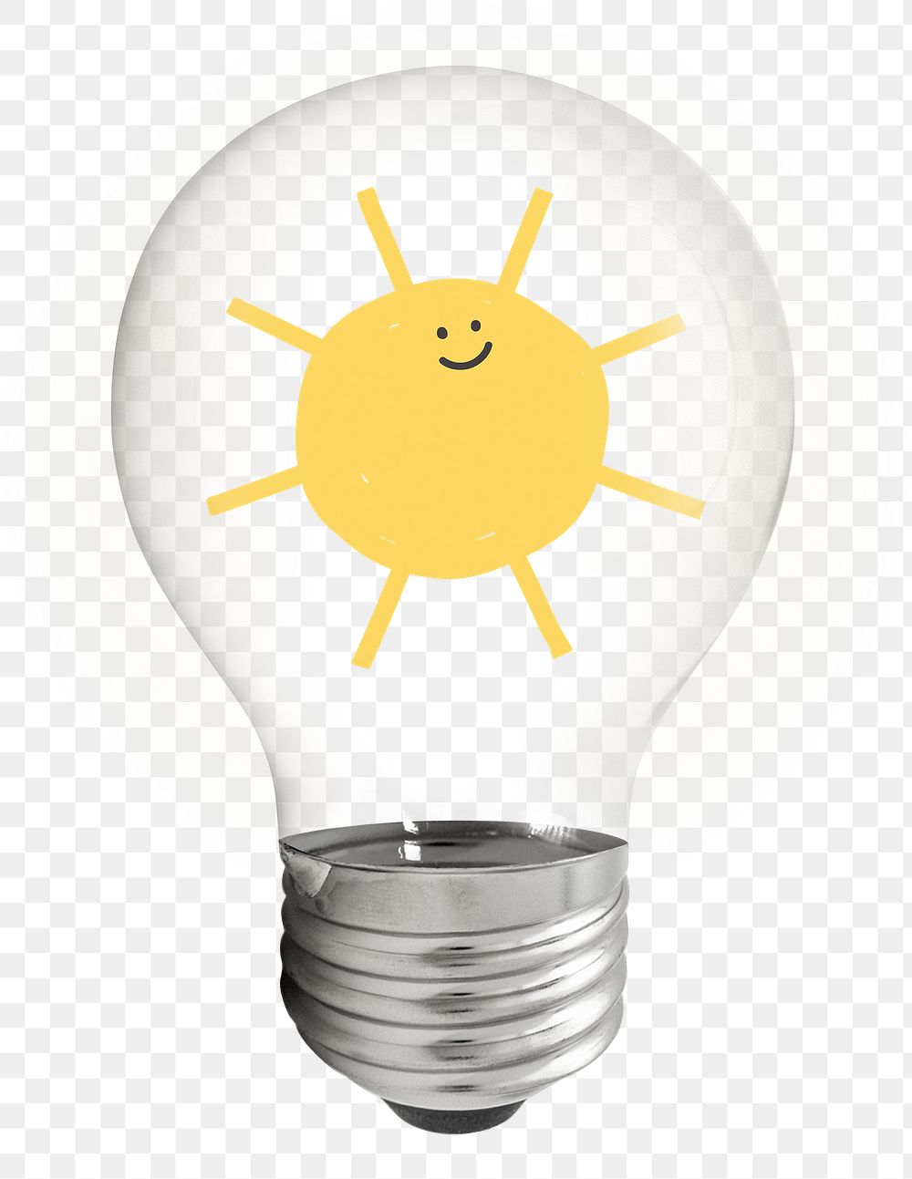 Sun doodle png sticker, light bulb weather collage on transparent background