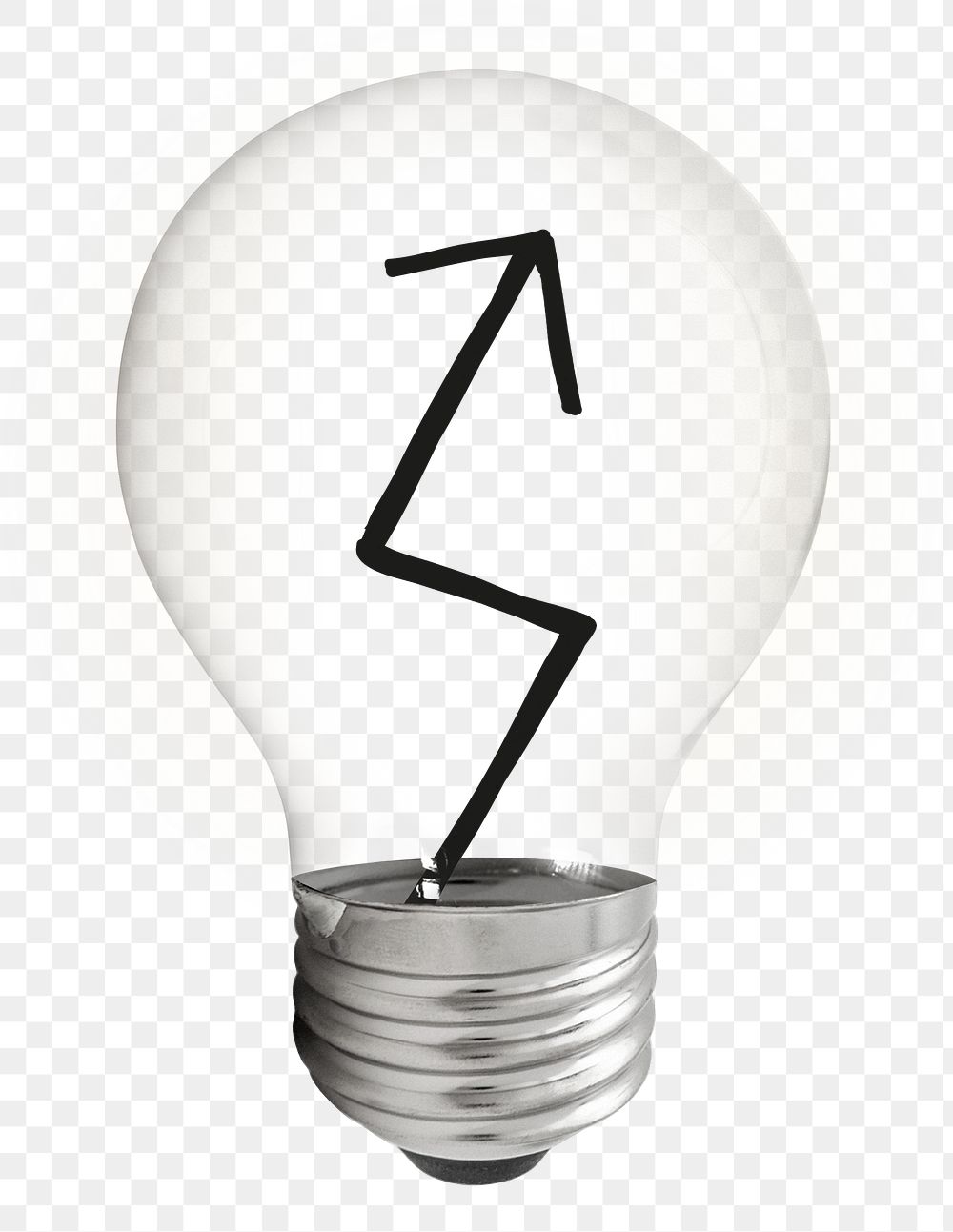 Increase arrow png light bulb sticker, business icon on transparent background