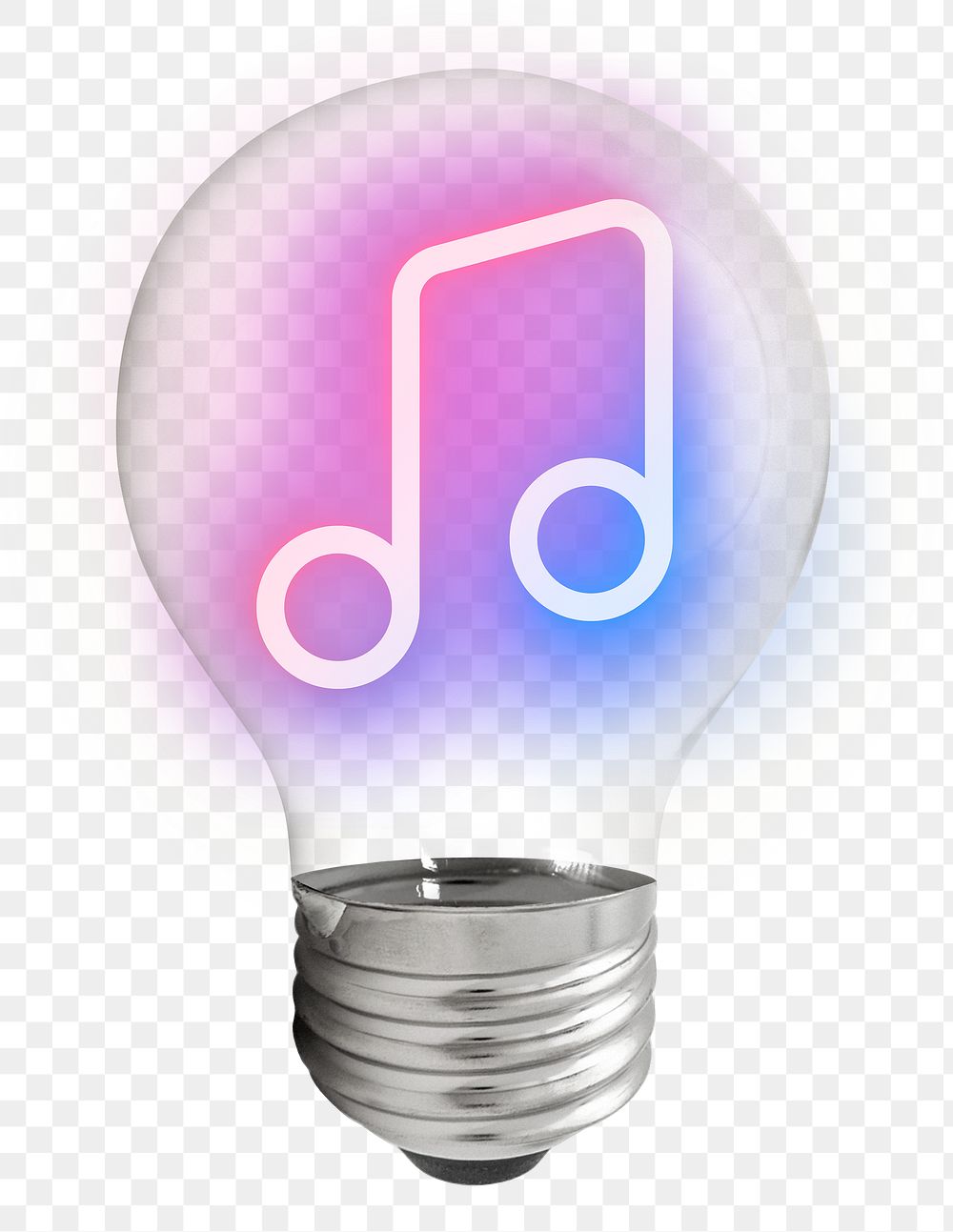Music note icon png light bulb sticker, neon symbol graphic on transparent background