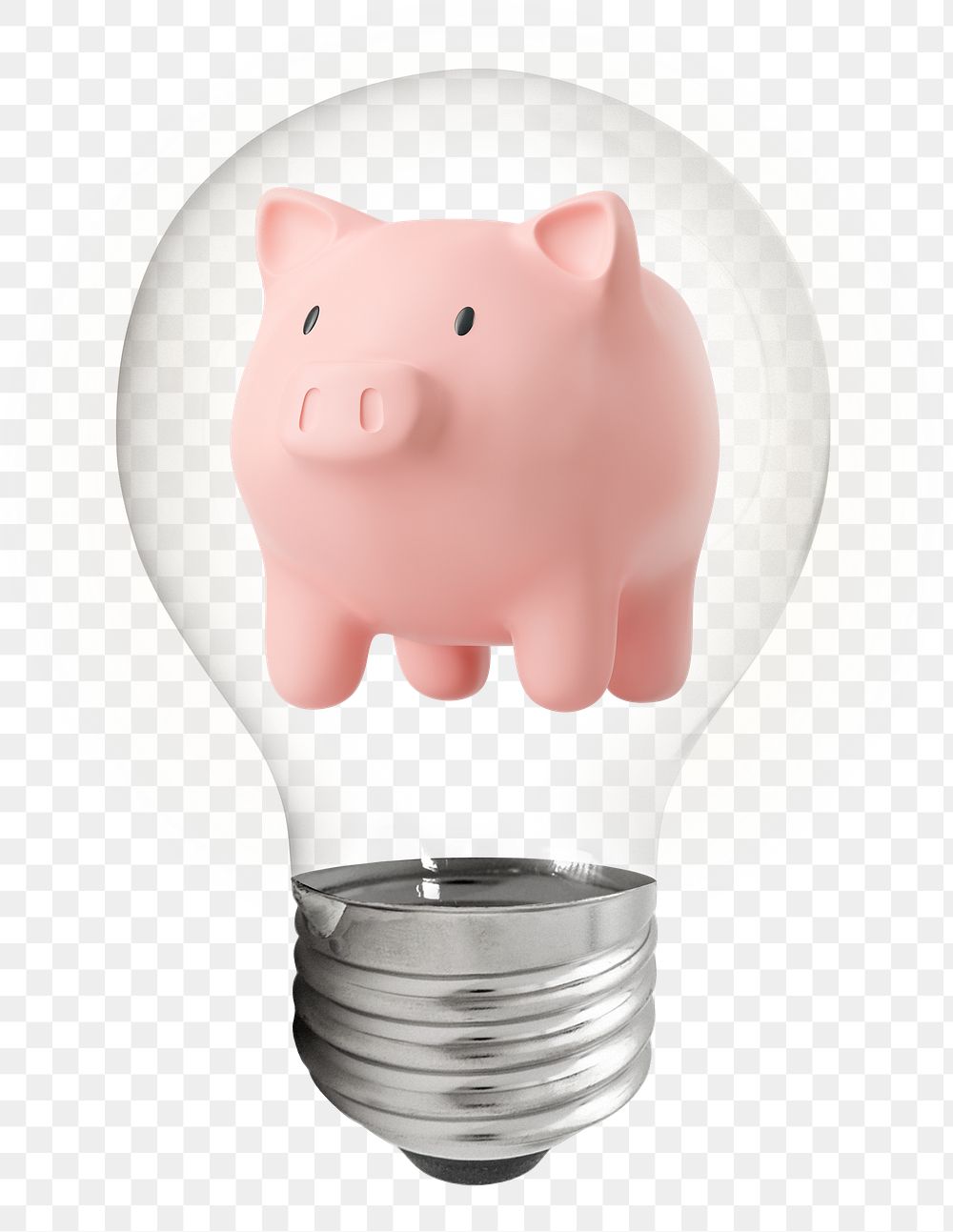 Png 3D piggy bank sticker, finance light bulb art on transparent background
