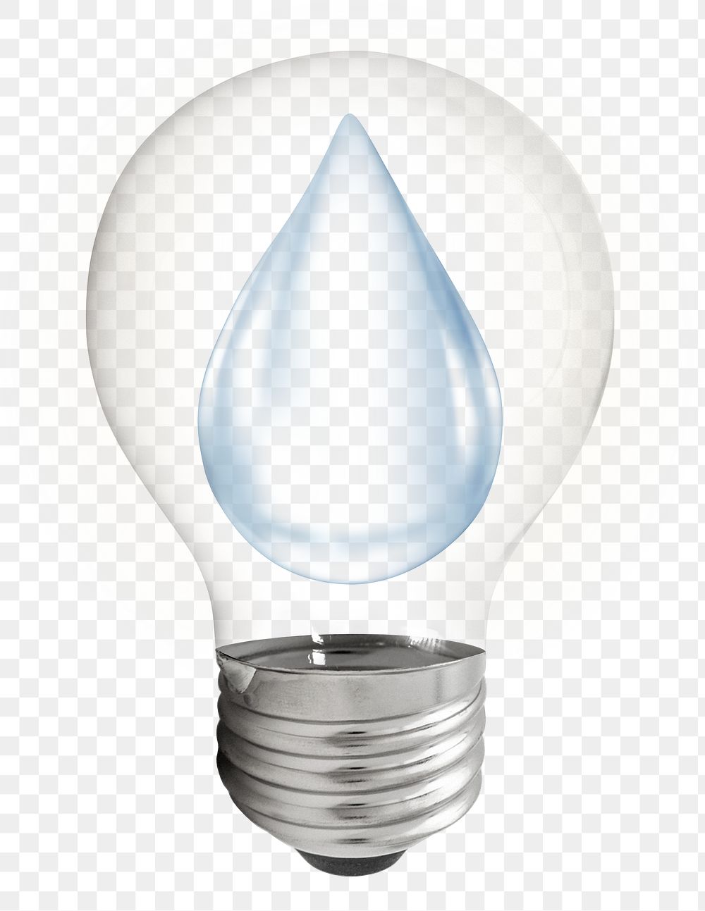 Water drop png bulb sticker, environment symbol, transparent background
