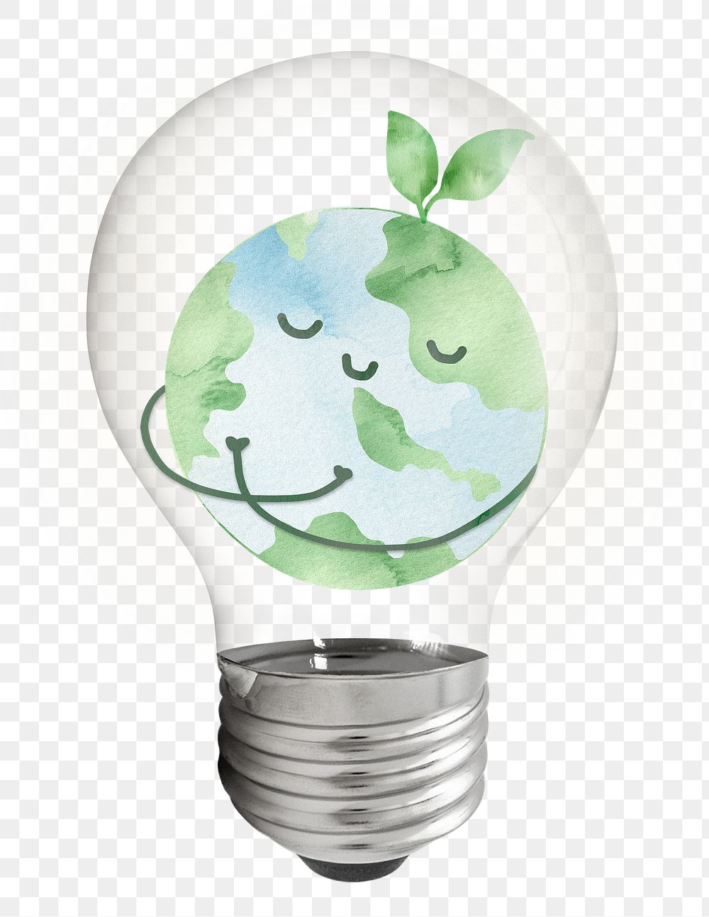 Environmental globe png bulb sticker, eco planet concept, transparent background