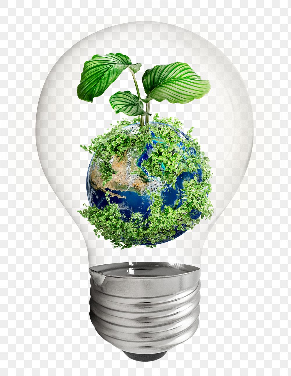 Environmental globe png bulb sticker, eco planet concept, transparent background